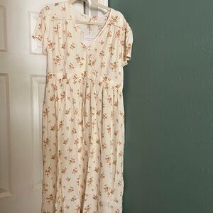 Christy Dawn Floral Midi Dress - Cream and Pink